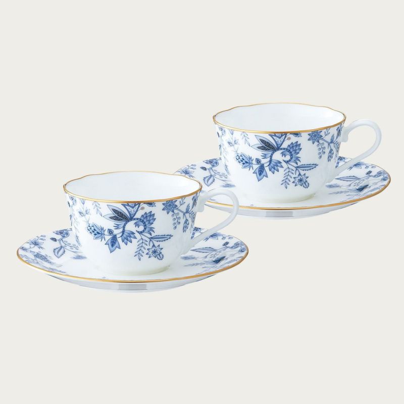 Noritake ノリ竹 ブルーソレンティーノ 紅茶・珈琲碗皿有りの実書き割り 優勝杯＆ソーサーペア 225ml P59387A/4562 4562L/P59387A 紅茶優勝杯 珈琲優勝杯