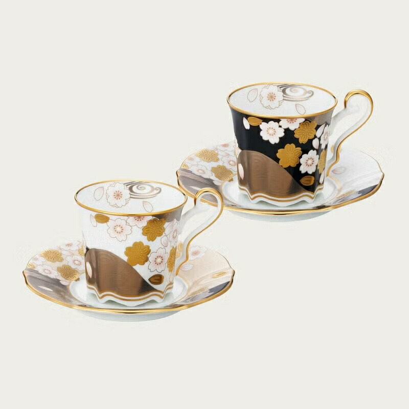 Noritake ノリタケ あやみなも コーヒー碗皿ペアセット(桜金銀彩・夜桜金銀彩) コーヒーカップ＆ソーサーペア 200ml P52506/4939-10 4939-10J/P52506