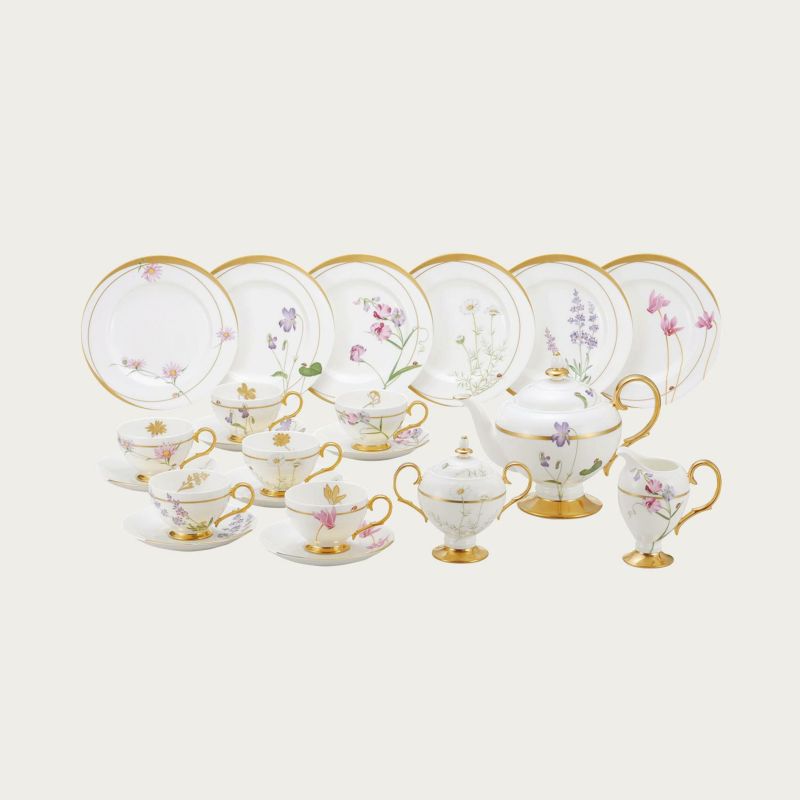 Noritake ノリ竹 小母さん欠陥 23pcティーセット T23/T772-16 T772-16/T23 21珊一皿、紅茶・珈琲優勝杯、平円盤、ティーポット蓋・胴、白砂糖蓋・胴、クリーマー