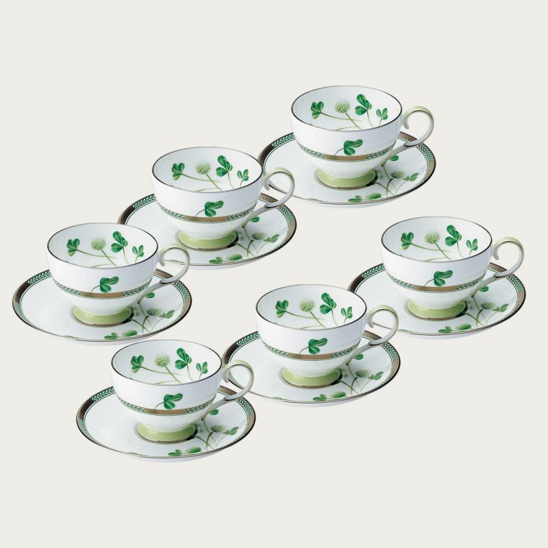 Noritake ノリ竹 しろつめくさ 優勝杯＆平円盤 6客書き割り 250ml N50787/T790 T790J/N50787 碗皿