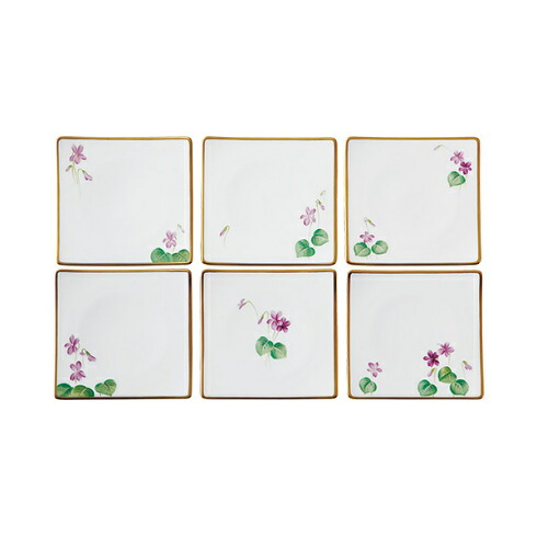 Noritake ノリ竹 SUMIRE（VIOLET） すみれ 15糎御菓子皿揃（絵上がり下がり6枚） N50953/T773-16 T773-16/N50953 お皿