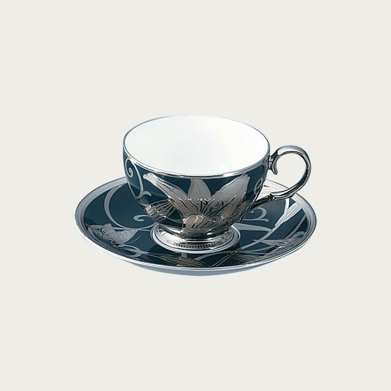 Noritake ノリ竹花銀彩百合 紅茶・珈琲碗皿 240ml T50787/4697 4697J/T50787 紅茶優勝杯 珈琲優勝杯 優勝杯\u0026平円盤
