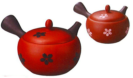 三陶 常滑焼 咲々急須 玉光 2号朱窯変袋形急須 桜 300ml