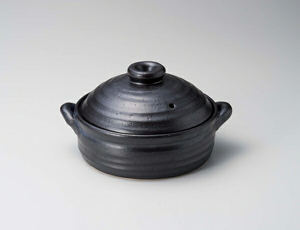 三陶 萬古焼 ＩＨ相応う6号土鍋 黒釉金属元素IH 18388 白釉金属元素IH 18389