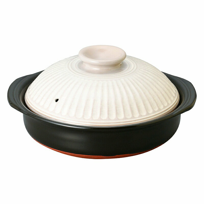 陶里 第31集 キクの花粉引9号鍋 68808-711 食器・カトラリー・グラス-キッチン用品・食器・調理器具-食器