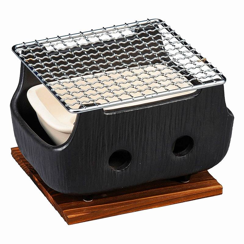 陶里 第31集 黒串焼コンロ（小）（金網･板付） 69418-481 食器・カトラリー・グラス-食器-その他
