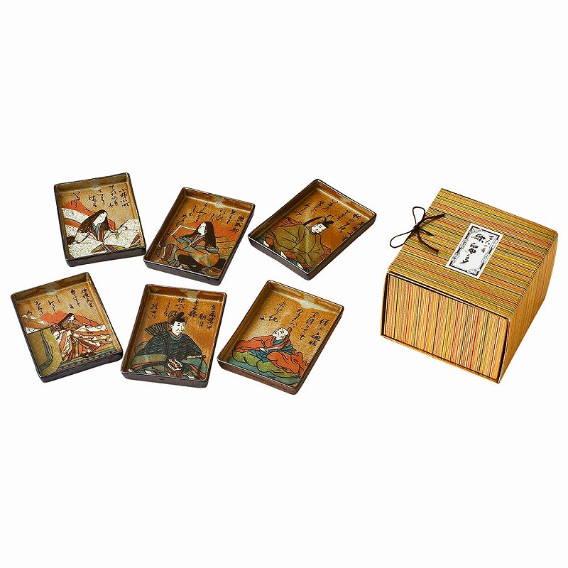 楽天市場】百人一首 絵皿揃え (12cm長角皿 6枚組 ) 皿12x9x1.5cm