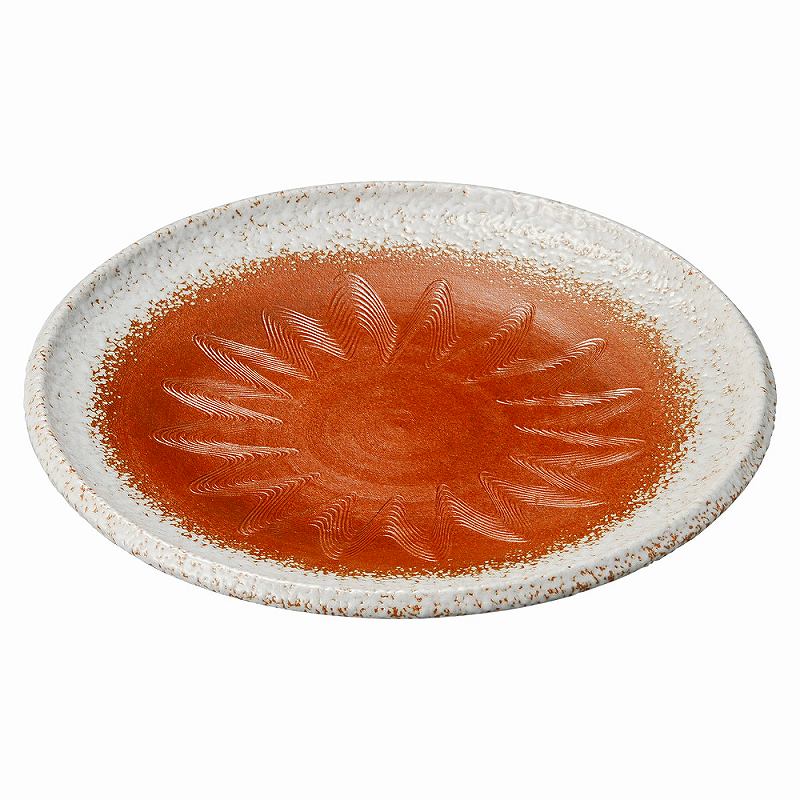 陶里 第31集 手造赤粘土白吹12.0丸皿 28403-461