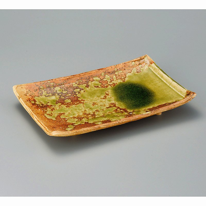 陶里 第31集 灰釉足付長角皿 34703-431