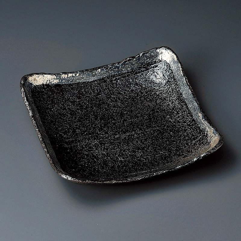 陶里 第31集 黒ちらし渕銀巻10.0正角皿 35607-461 食器-その他-キッチン用品・食器・調理器具