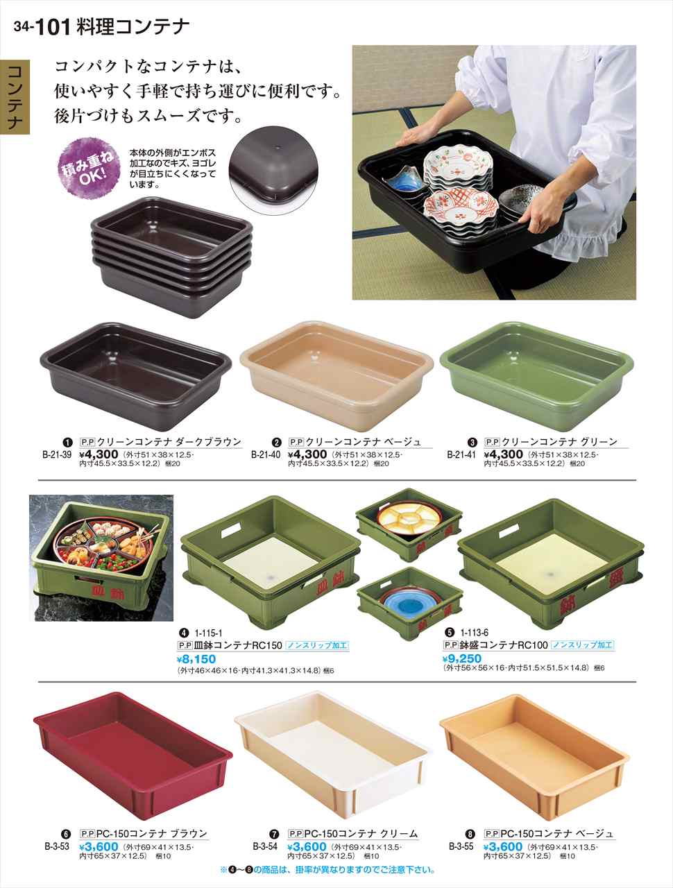 若泉漆器 鉢盛コンテナNS RC100 ノンスリップ加工 1-113-6 割烹漆器 No.34