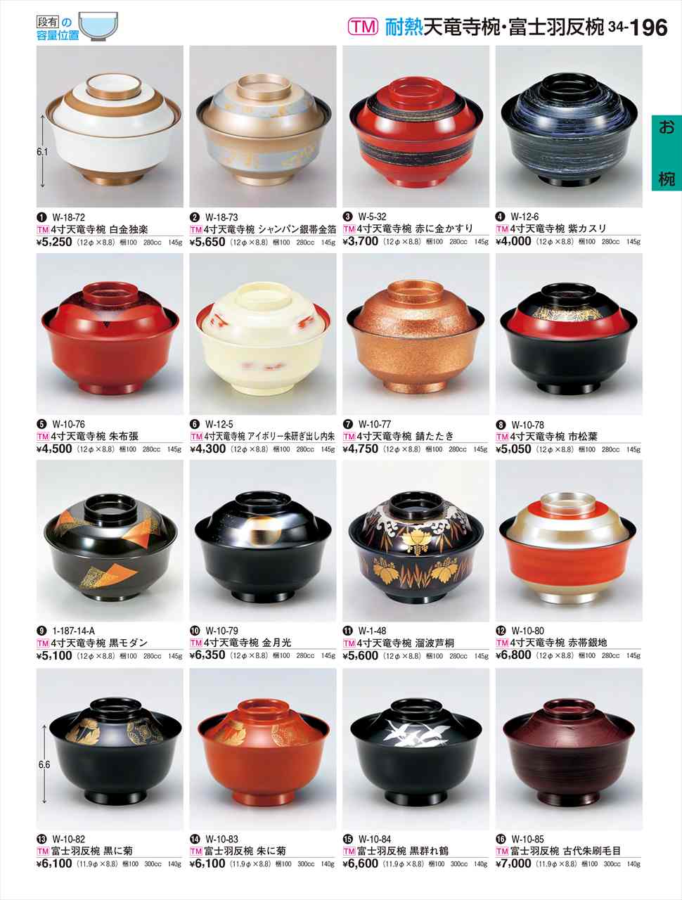 若泉漆器 富士羽反椀 古代朱刷毛目 W-10-85 割烹漆器 No.34