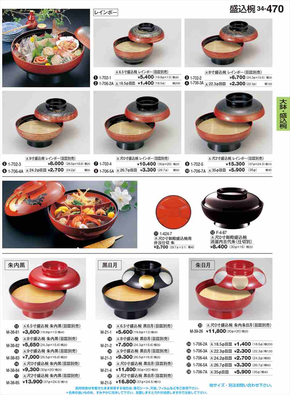 若泉塗師細工 尺2寸盛込椀 虹霓 目皿別売 1-702-5 煮炊き塗師細工 No.34