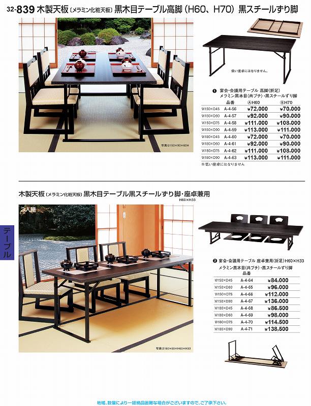 定番から日本未入荷 若泉漆器 割烹漆器No.32 宴会 会議用テーブル黒木