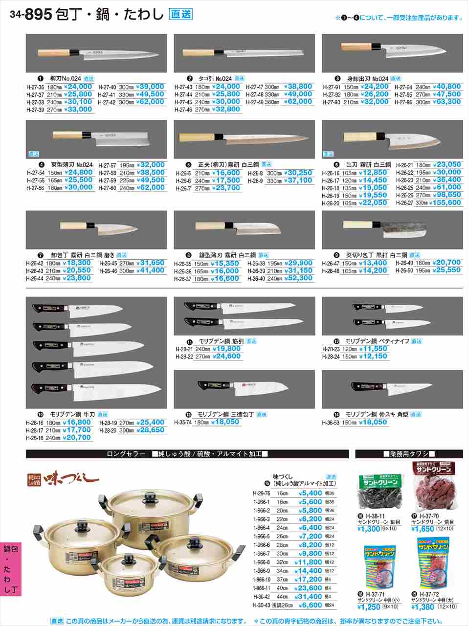 若泉漆器 卸包丁 霧研 白三鋼 磨き 210mm 運賃別途 H-26-43 割烹漆器 No.34
