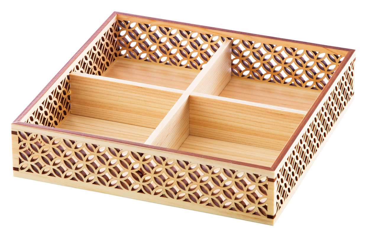 ひのき細密盛器 七宝 四ツ切 27578 YOUBI 用美 Vol.21