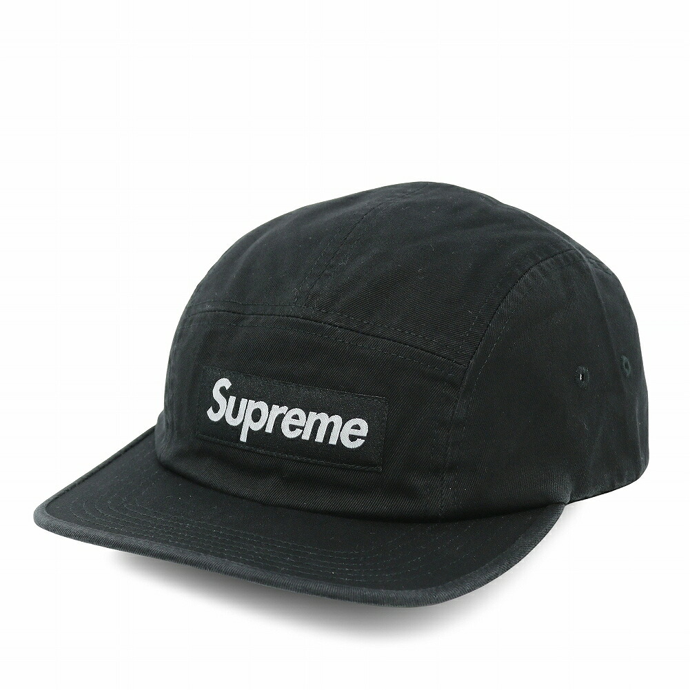 シュプリーム ウォッシュド ツイル 難民キャンプ 旗がしら 黒いこと レザーストラップ レディース メンズ Supreme Washed Chino Twill Camp Cap H7-BLACK