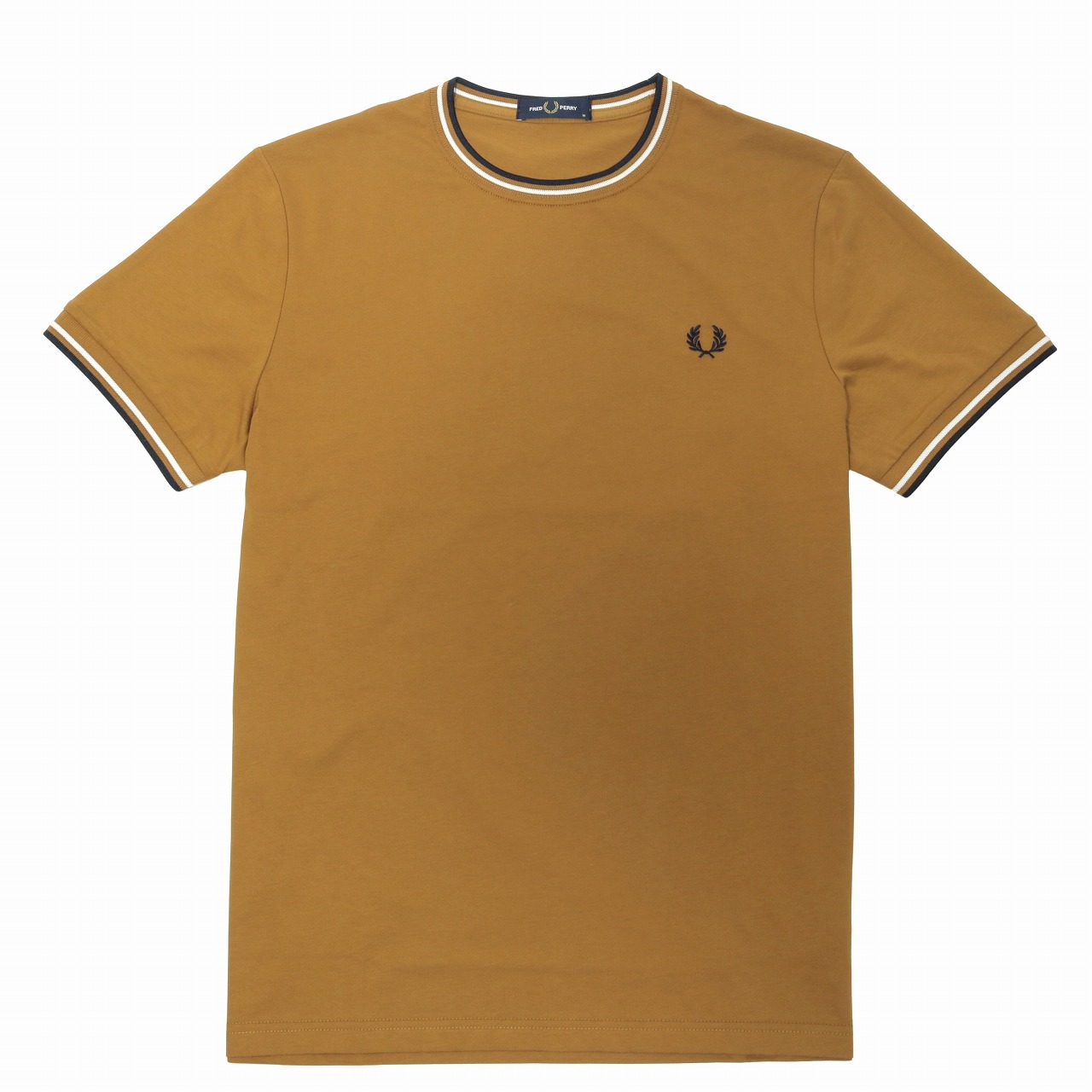 フレッド ペリー Tシャツ 半袖 ツイン ティップド メンズ レディース XS～L TWIN TIPPED T-SHIRT V46 DKCARM/ECRU/NAVY Fred Perry｜ワダツミ