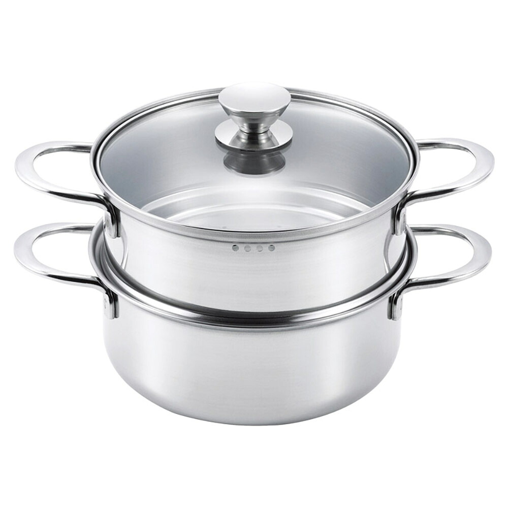 ルチェンテ IH相応う二段蒸し器20珊 LU-20M K607-04416 膳立て物の具【貨物輸送無料】