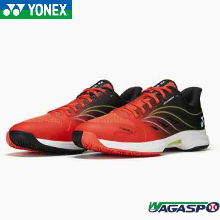 【ヨネックス YONEX】 庭球シューズ 力強さ座布団 エアラスダッシュ5GC 粘土・砂入り口・入口人工芝用 ユニ一発やる SHTAD5GC-674 フレイムレッド×黒 FLAMERED×BLACK 26.0 27.5