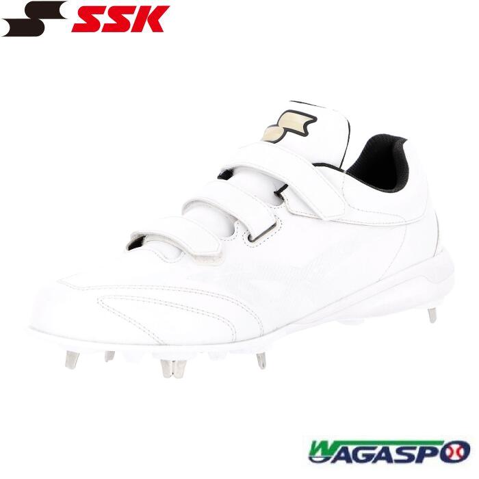 【エスエスケイ　SSK】野球　スパイク　グローロードTT-VW3　GLOWROADTT-VW3　ホワイト&times;ホワイト　WHITE&times;WHITE　ベルトタイプ　26.5　27.0　27.5｜ワガスポ　店