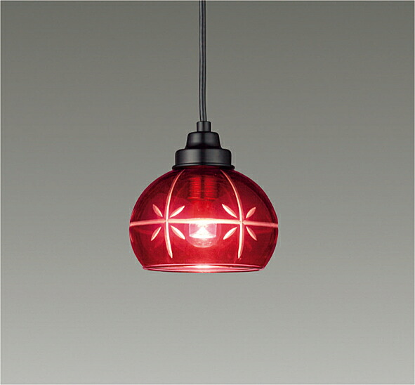 ＥＮＤＯ　ＬＥＤ和風ペンダント　φ５０透明ボール球２５Ｗ相当　直付タイプ　電球色２７００Ｋ　レッド　ERP7230RB　（ランプ別売）｜わがと照明