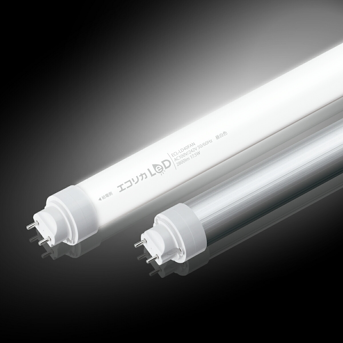 エコリカ　直管形LEDランプ　工事専用　高出力タイプ　片側給電タイプ　１７.５W　４０形　G１３　昼白色相当　ECL-LD40FAN