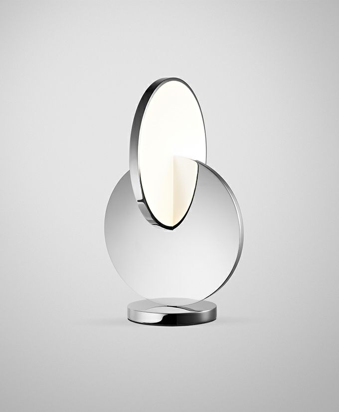 ＬＥＥ ＢＲＯＯＭ　リー・ブルーム　テーブルライト　デスクライト　ECLIPSE TABLE　内蔵LED（電球色）　コンセント・コードスイッチ付き　調光可能　POLISHED CHROME（ポリッシュドクローム）　ECLIPSE TABLE POLISHED CHROME｜わがと照明