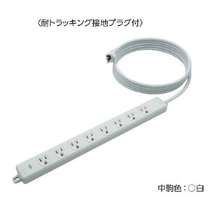 明工社　横形ＯＡ用接地タップ　８コ口　１５Ａ　１２５Ｖ　パイロットランプ　マグネット付　接地プラグ付　ＶＣＴＦ５ｍ　白　MR7708TJ5