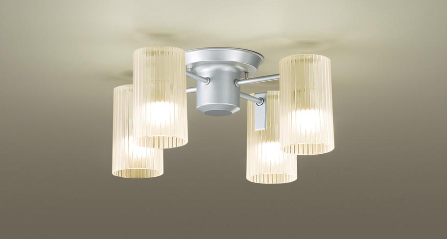 パナソニック 天井照明器具 小型シャンデリア 簡易取付方式 LED電球一般電球タイプ4.4W(40W形相当 E26口金 電球色)×4灯 (ランプ付き) 本体シルバーメタリック LGB57453Z