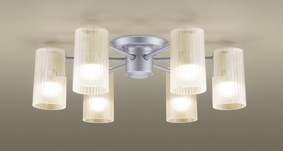パナソニック　天井照明器具　シャンデリア　簡易取付方式　ＬＥＤ電球一般電球タイプ４．４Ｗ（４０Ｗ形相当　Ｅ２６口金　電球色）×６灯　(ランプ付き)　本体シルバーメタリック　LGB57653Z