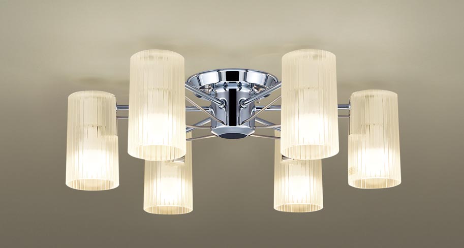 偉大な パナソニック 天井照明器具 シャンデリア 簡易取付方式 ＬＥＤ電球一般電球タイプ７．４Ｗ ６０Ｗ形相当 Ｅ２６口金 電球色 ×６灯 ランプ付き  本体クローム仕上 LGB57660K
