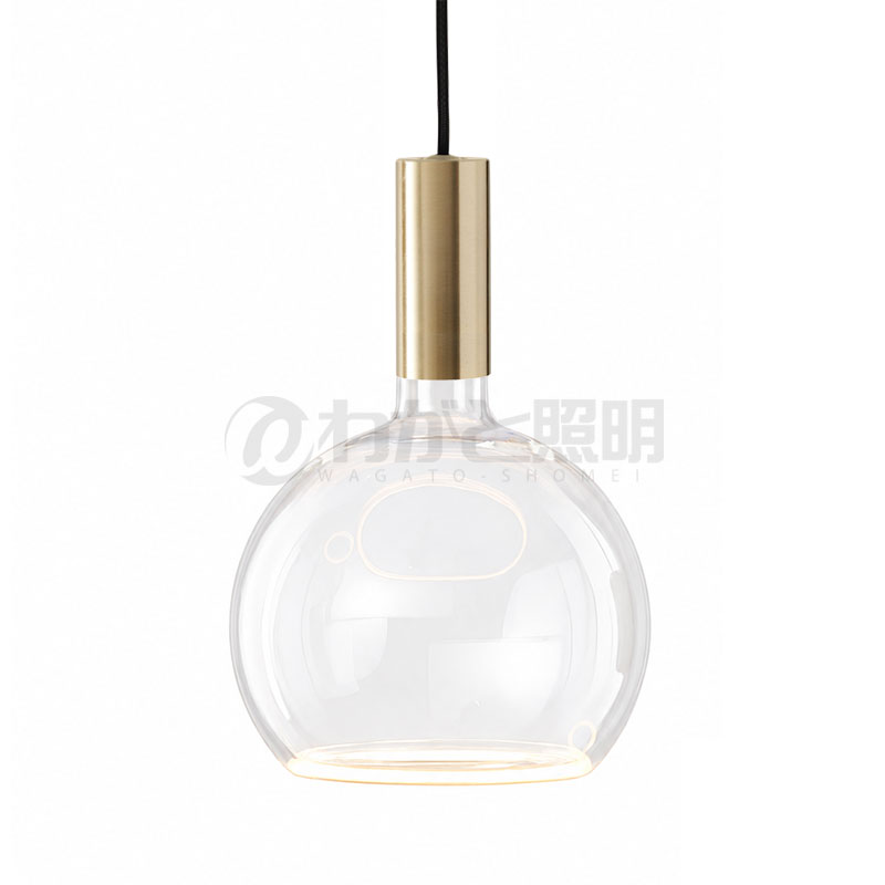 well lit ウェルリット ペンダントライト+LEDランプセット SPIN PENDANT+AZURE 調光 引掛シーリング 全光束430lm 6W 電球色2200K 本体:BRASS/ブラス LEDランプ:AZURE GLOBE SPIN PENDANT BRASS+AZURE GLOBE|わがと照明