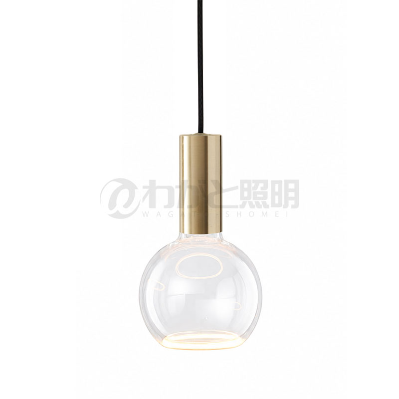 ｗｅｌｌ ｌｉｔ　ウェルリット　ペンダントライト+LEDランプセット　SPIN PENDANT+AZURE　調光　引掛シーリング　全光束400lm　6W　電球色2200K　本体:BRASS/ブラス　LEDランプ:AZURE ORB　SPIN PENDANT BRASS+AZURE ORB｜わがと照明