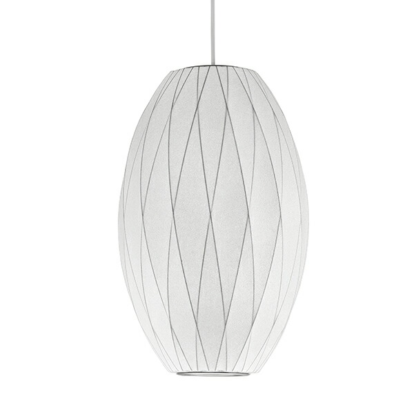ロイヤルファニチャー HermanMiller(ハーマンミラー) NELSON BUBBLE LAMP(ネルソン・バブルランプ) NELSON CRISSCROSS BUBBLE PENDANT CIGAR ペンダントライト 引掛シーリング ランプ別売(E26 100W×1) ホワイト BCIGAR-CC-P