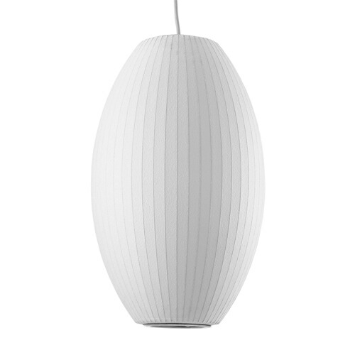 ロイヤルファニチャー　HermanMiller（ハーマンミラー）　NELSON BUBBLE LAMP(ネルソン・バブルランプ)　NELSON CIGAR BUBBLE PENDANT MEDIUM　ペンダントライト　引掛シーリング　ランプ別売(E26 100W×1)　ホワイト　BCIGAR-M-P