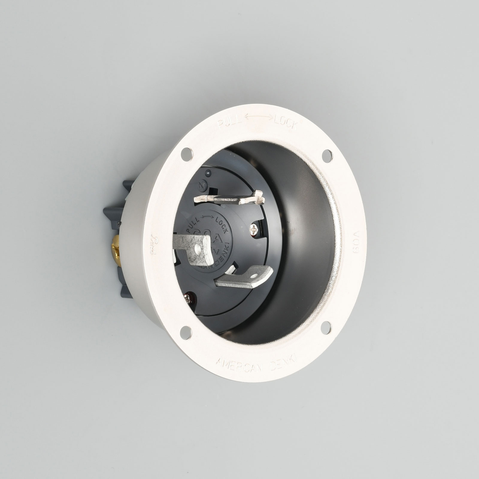 アメリカン電機 3P 60A 600V 引掛形フランジインレット (金属元素入れもの) 3665