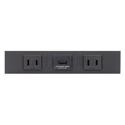 神保電器 NKシリーズ 家具・機器用コンセント+USBコンセント(Type-A)+コンセントセット(什器用) シボ加工品 ソフトブラック(SB) KAG-3720 ※受注生産品