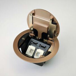 ＴＥＲＡＤＡ　フロアコンセント　テラコン　プラグ収納コンセント　LCRカギ付プレート器具(CAT5E×2／シャンパンゴールド)　LCR11093KM020