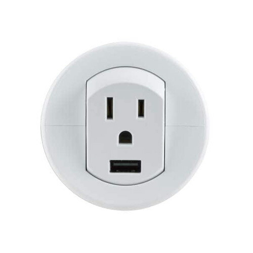 スガツネ　ＬＡＭＰ　埋込式USB・ACコンセント　15-017型　回転収納タイプ　AC100V　14A　1400Wまで　工事不要　ホワイト　15-017-W