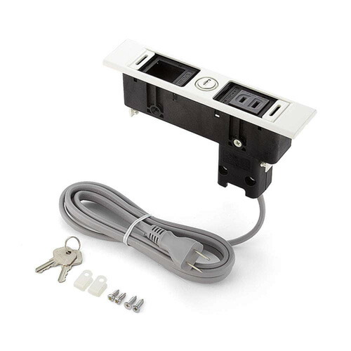 スガツネ　ＬＡＭＰ　デスクトップマルチタップ　DML型　2口　屋内用　電源コンセント付タイプ　電源+空き　鍵付　カバー付　AC125V　15A　最大容量：1500W　ホワイト　DML-PB-L-WT