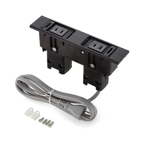 スガツネ　ＬＡＭＰ　デスクトップマルチタップ　DML型　2口　屋内用　電源コンセント付タイプ　電源+電源　カバー付　AC125V　15A　最大容量：1500W　工事不要　ブラック　DML-PP-BL
