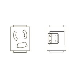 ＴＥＲＡＤＡ　フロアコンセント　テラコン　フリーアクセスフロア用　スマートコンセント　SBBシリーズ　SBB用 器具ブロック(電源接地付抜止×1／CAT5E×1)　SBB90014 ※受注生産品