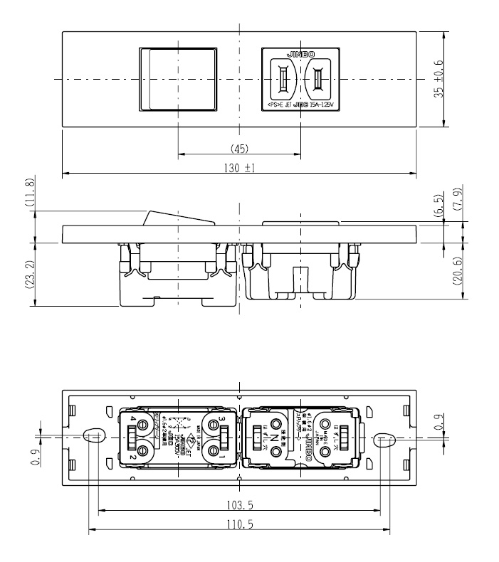 楽天市場 神保電器 ｎｋシリーズ 家具 機器用４路スイッチ コンセントセット 什器用 ソリッドグレー ｓｇ Kag 2519 受注生産品 わがと照明