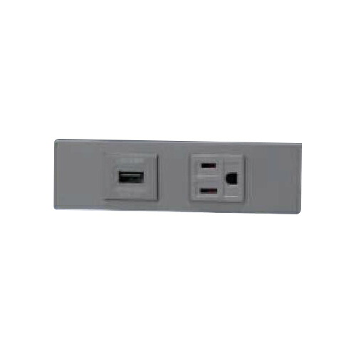 神保電器　ＮＫシリーズ　家具・機器用ＵＳＢコンセント＋接地コンセントセット（什器用）　ソリッドグレー（ＳＧ）　KAG-2609 ※受注生産品