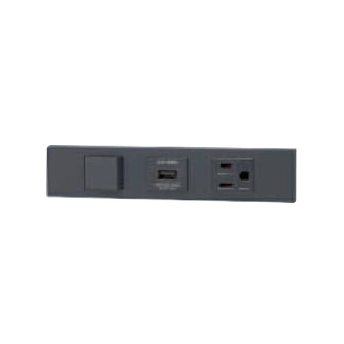 神保電器　ＮＫシリーズ　家具・機器用３路スイッチ＋ＵＳＢコンセント（Ｔｙｐｅ-Ａ）＋接地コンセントセット（什器用）　シボ加工品　ソフトブラック（ＳＢ）　KAG-3729 ※受注生産品
