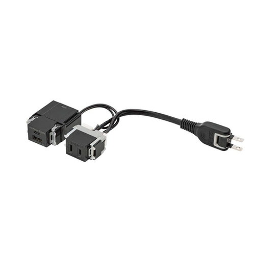 スガツネ ＬＡＭＰ 結線済差し込み DM2-A1UCA型 ワット数（AC）1口 USB1口 灯し火工事不必要 黒いこと 砂ぼこり押しとどめるシャッター付 USB Type-C/Type-A相応う DM2-A1UCA-BL