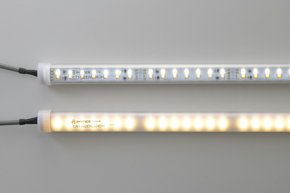プリンス ＬＥＤ棚照明器具 ディーライン 冷ケース用照明 Ｃシリーズ ＤＨタイプ Ｔタイプ（透明丸型） 全長１３８８ｍｍ 調色ＬＥＤ 昼白色-電球色 ５０００Ｋ-２７００Ｋ CT1388ENL/24DH ※受注生産品