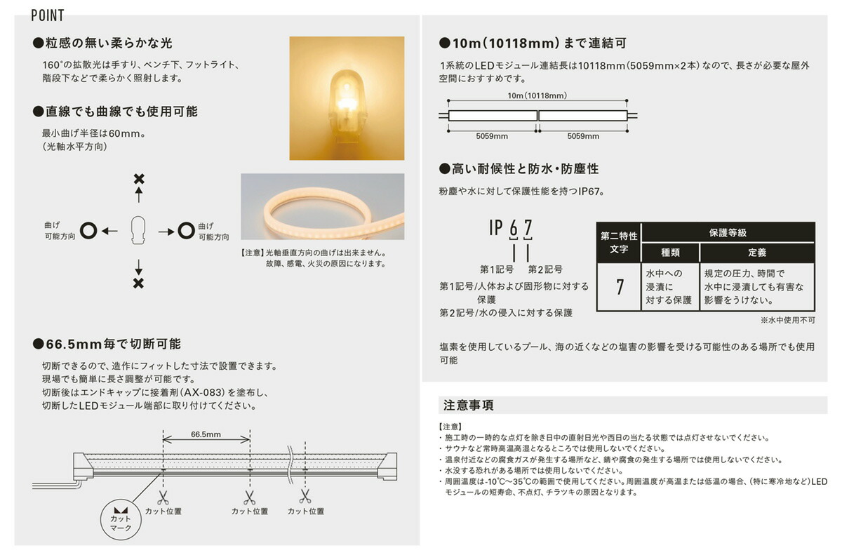 DNライティング DNライティング ＤＮライティング 棚下・間接照明用LEDモジュール FXYS-LED サイド 電源別売 ディフューズタイプ  2580mm 電球色 2400K FXYS-LED-2580L24 ※受注生産品