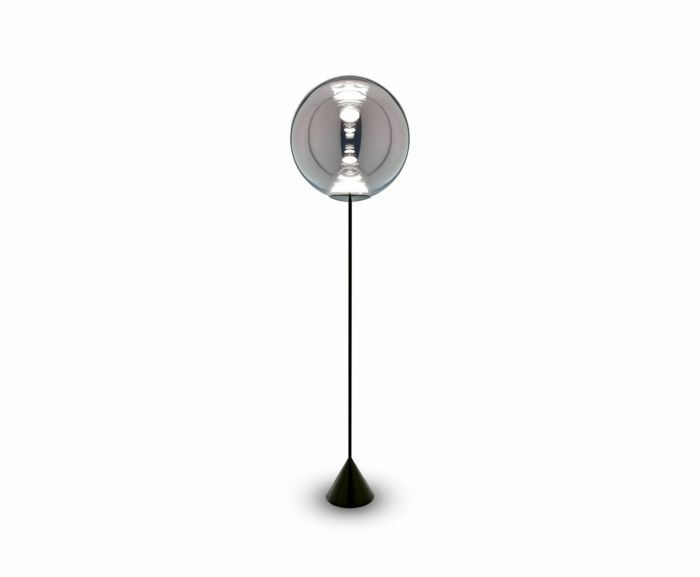 Ｔｏｍ Ｄｉｘｏｎ　トム・ディクソン　フロアライト　フロアスタンド　GLOBE CONE SLIM FLOOR 2（グローブコーンスリムフロア2）　高さ1809mm　調光　6.0W　3000K　コンセント・フットスイッチ付き　クローム　LED内蔵　GLOBE CONE SLIM FLOOR 2 CHROME